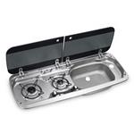 LAVELLO INOX CON PIANO DI COTTURA A GAS CON 2 FUOCHI HSG 2370R