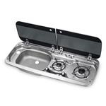 LAVELLO INOX CON PIANO DI COTTURA A GAS CON 2 FUOCHI HSG 2370L