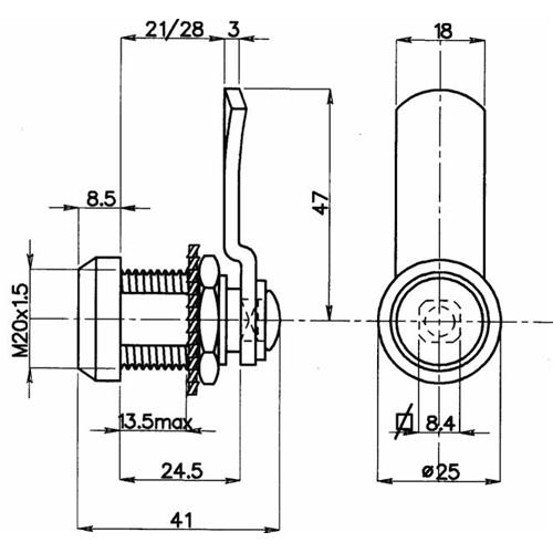 SERRATURA IN ZAMA (CORTA) PER PORTELLONE NERA