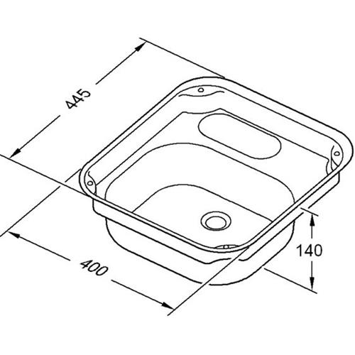 LAVELLO INOX RETTANGOLARE 400X455 P140MM LINEA BASIC 34