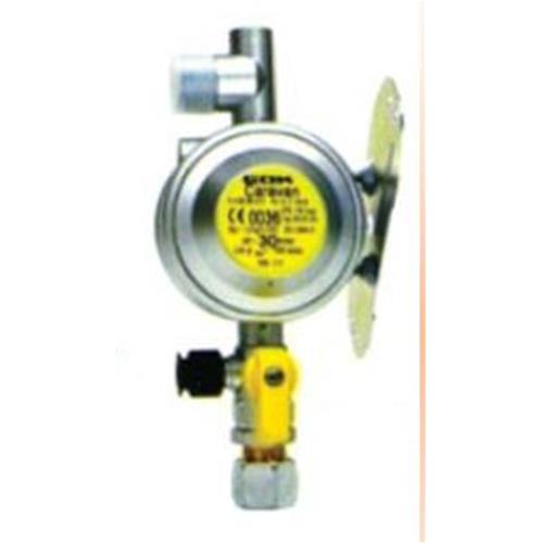 REGOLATORE GAS 30MB 1.5KG/H FISS. A PARETE ING.10MM CON VALVOLA E INGRESSO LATERALE