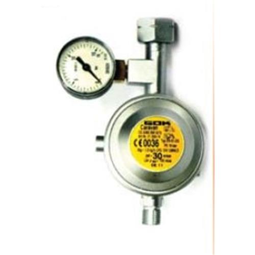 REGOLATORE GAS 30MB ORIZZONTALE USCITA FILETTATA CON MANOMETRO