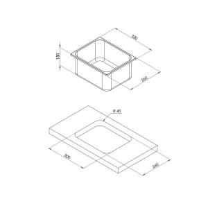 LAVELLO INOX RETTANGOLARE 320X260MM