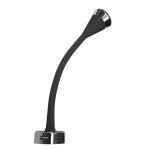FARETTO 12V FLESSIBILE 12V 1.5W 200MM CON PRESA USB NERO 