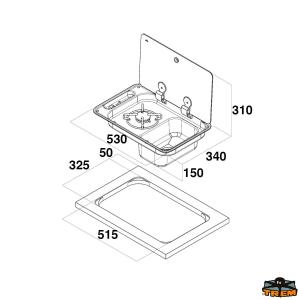 LAVELLO INOX CON PIANO DI COTTURA A GAS CON 1 FUOCO FL1323 VASCA DX