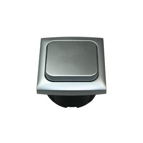 INTERRUTTORE UNIPOLARE + CORNICE + SCATOLA PROT. ARGENTO