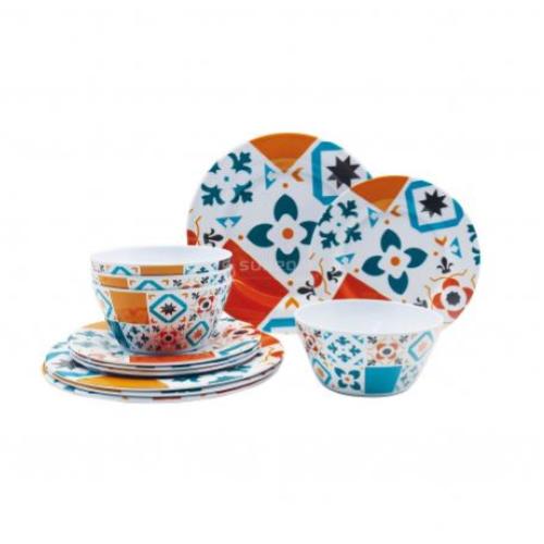 KIT PIATTI IN MELAMINA 12PZ CEMENT