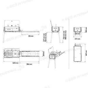 LAVELLO INOX CON PIANO DI COTTURA A GAS CON 2  FUOCHI 1000+1900W ESTRAIBILE SLIDE OUT KITCHEN SL140LL