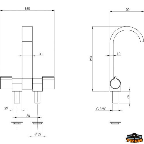 MISCELATORE A DUE MANOPOLE CANNA ABBATTIBILE PIATTA "A"