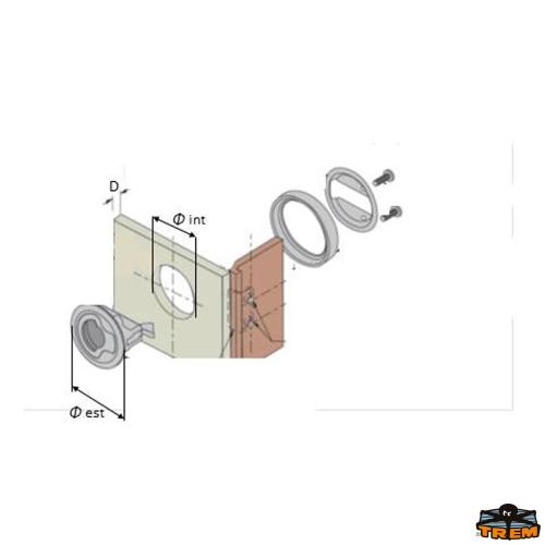 MANIGLIETTA SPORTELLO INOX Ø62X50 12-18MM CON SERRATURA