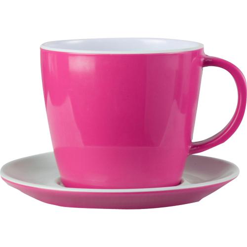 TAZZA CON PIATTINO 25CL PINK 0830022N.C10