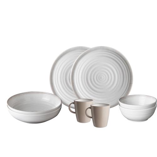 KIT PIATTI E ACCESSORI IN MELAMINA 2 PERSONE 8PZ SAVANA 0830143N.C4P