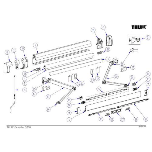 COPPIA GUSCI DX+SX PER TENDALINO THULE 5200 ANTRACITE