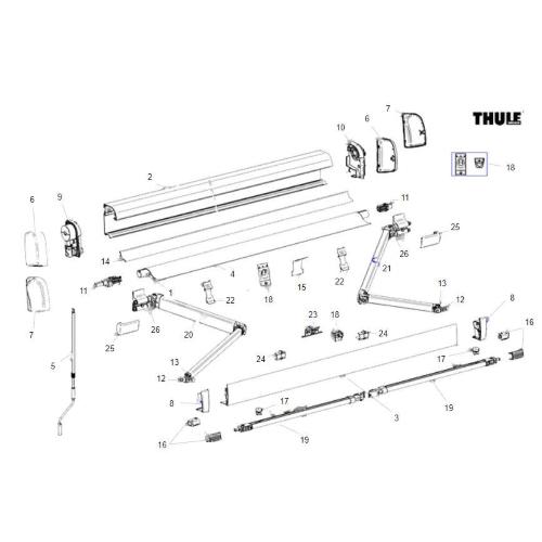 ASSIEME MECCANISMO SINISTRO PER TENDALINO THULE 4200 BIANCO