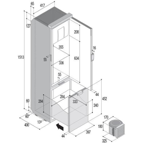 FRIGORIFERO COMPRESSORE DA INCASSO SLIM 150 CHR NERO