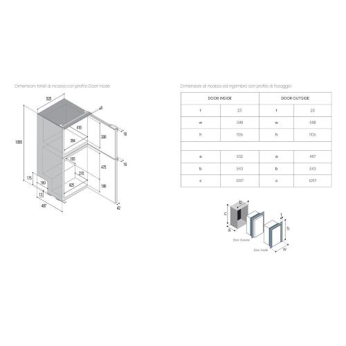 FRIGORIFERO COMPRESSORE DA INCASSO DP150I GRIGIO