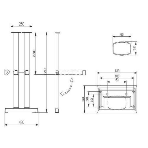 GAMBA PER TAVOLO DOPPIA A "T" STAR 2 720MM