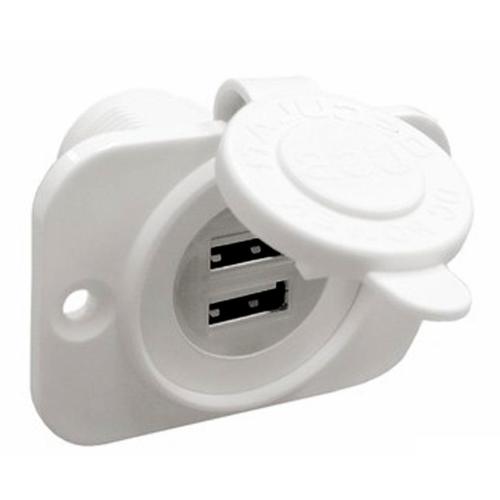 PRESA 2 PORTE USB DA INCASSO FISS. A VITI BIANCA