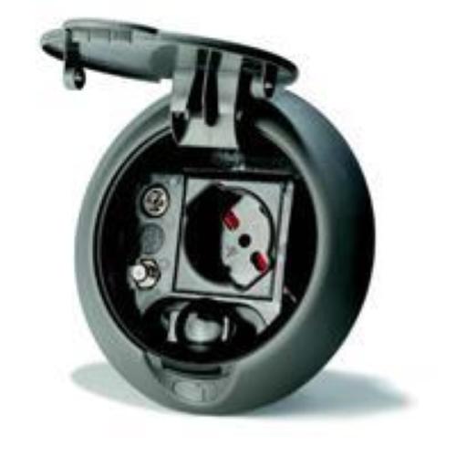 PRESA TV-SAT-230V-12V FORO DIAMETRO 100MM SERIE ORUS NERO