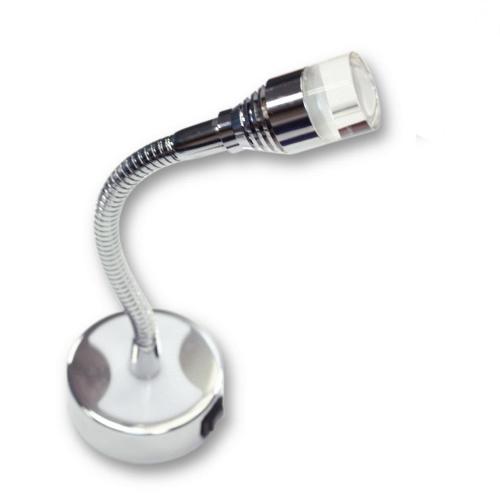 FARETTO 12V FLESSIBILE LED CROMO TESTA ACRILICO 1W CON PRESA USB