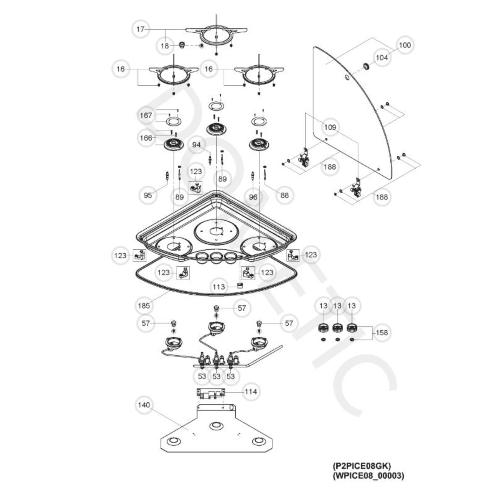 105313752 COPERCHIO IN VETRO PER PIANO COTTURA EK2000