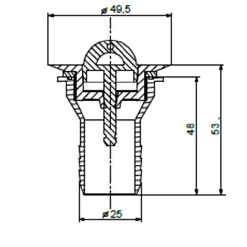 PILETTA DRITTA DIAM 25MM