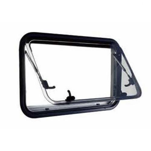 FINESTRA A COMPASSO NERA CURVA D-TEC 700X510 COMPLETA DI OSCURANTE ZANZARIERA