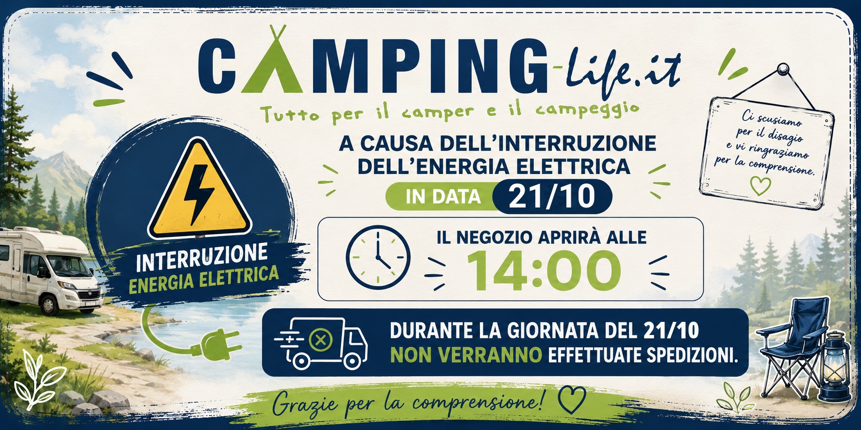 Chiusura Straordinaria per interruzione Elettricità